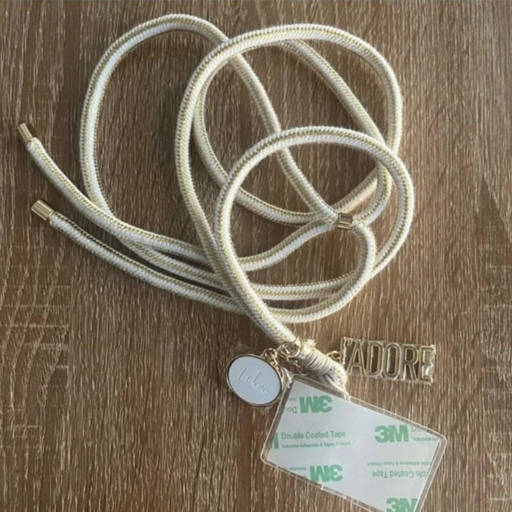 🎅🏽 Dior J’Adore Phone Case Lanyard Strap Key Ring Charm Gold and White - Picture 5 of 10